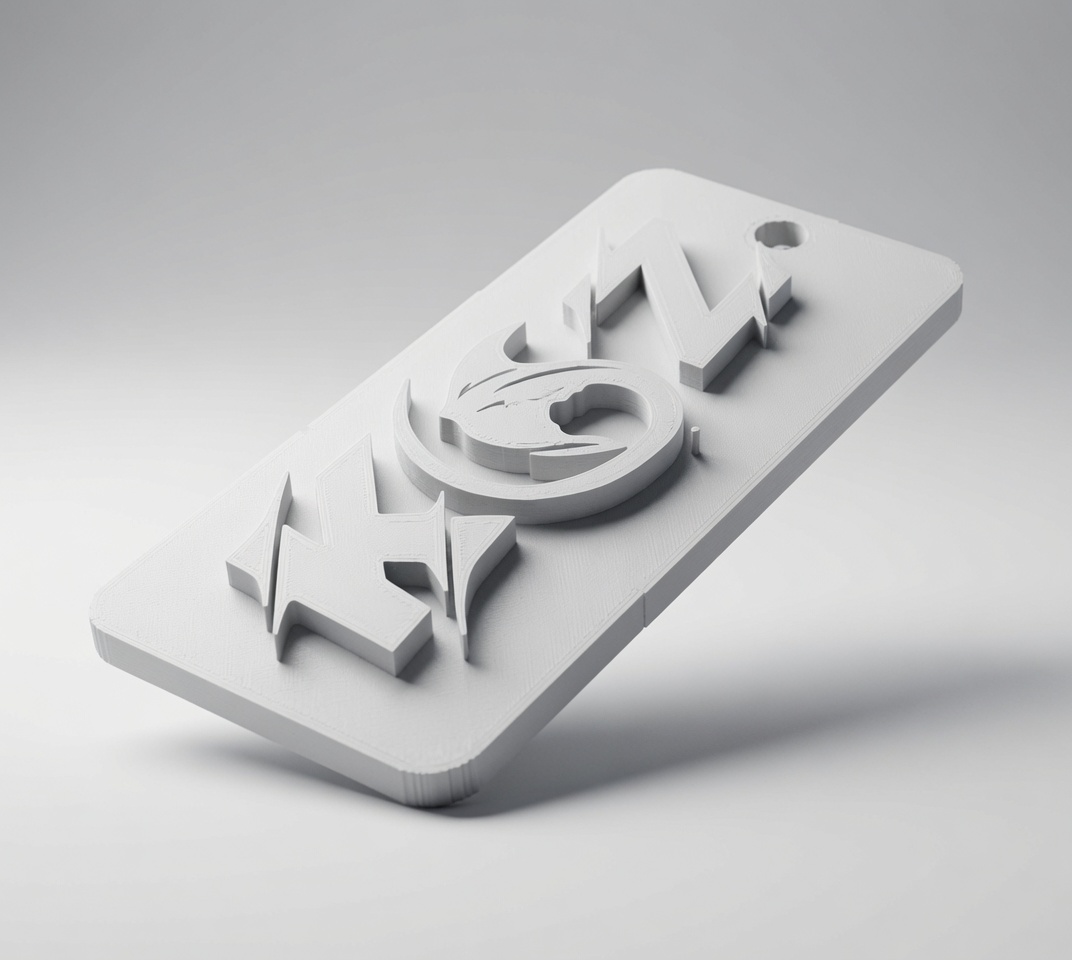3D printed FoxKeys logo keychain render