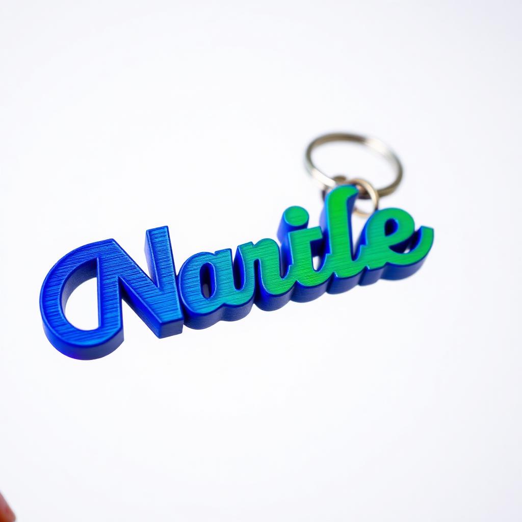 3D printed name keychain showing layer lines